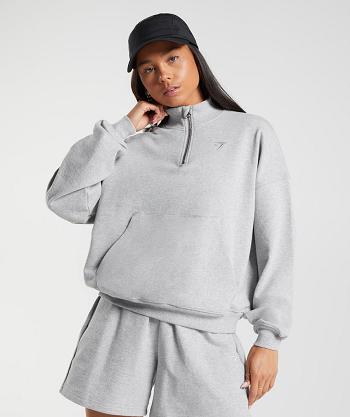 Dámské Accessories Gymshark Rest Day Sweats 1/2 Zip Pullover Světle Šedé | CZ 3787SGL